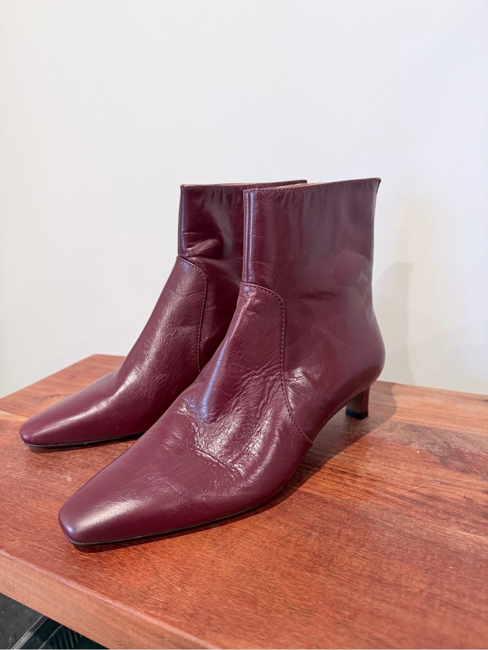 Madewell Women's Burgundy Leather Ankle Boots